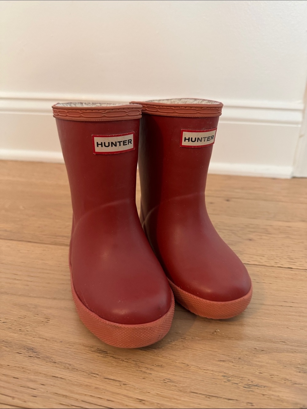 Hunter Children's Lined Red Rubber Rain Boot